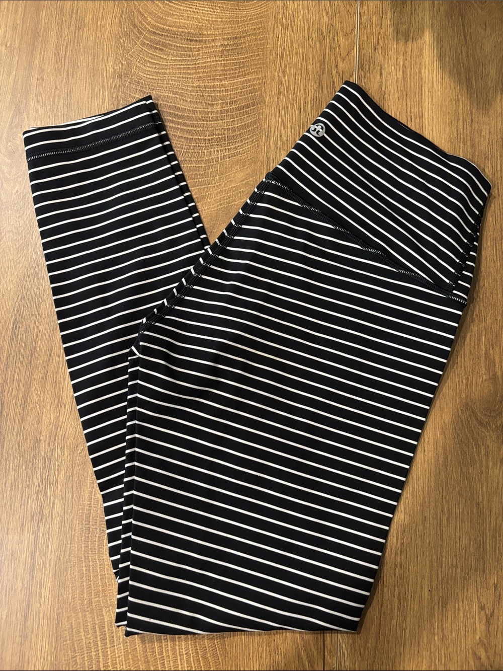 lululemon athletica Black and White Striped Leggings